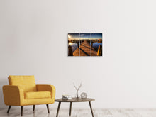 Laden Sie das Bild in den Galerie-Viewer, Leinwandbild 3-teilig Kleiner Hafen