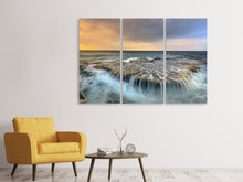 Laden Sie das Bild in den Galerie-Viewer, Leinwandbild 3-teilig Das tosende Meer
