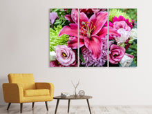 Laden Sie das Bild in den Galerie-Viewer, Leinwandbild 3-teilig Blumenstrauss mit Lilie