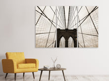 Laden Sie das Bild in den Galerie-Viewer, Leinwandbild 3-teilig Brooklyn Bridge mit Wolken