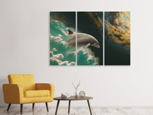 Laden Sie das Bild in den Galerie-Viewer, Leinwandbild 3-teilig Faszination Delfin