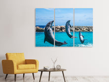 Laden Sie das Bild in den Galerie-Viewer, Leinwandbild 3-teilig 3 Delfine