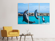 Laden Sie das Bild in den Galerie-Viewer, Leinwandbild 3-teilig 3 Delfine