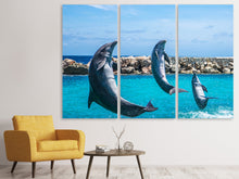 Laden Sie das Bild in den Galerie-Viewer, Leinwandbild 3-teilig 3 Delfine