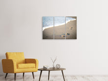 Laden Sie das Bild in den Galerie-Viewer, Leinwandbild 3-teilig Fussspuren im Sand am Strand