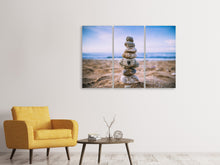 Laden Sie das Bild in den Galerie-Viewer, Leinwandbild 3-teilig Steinstapel am Strand