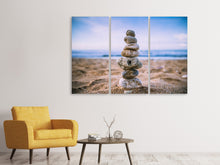 Laden Sie das Bild in den Galerie-Viewer, Leinwandbild 3-teilig Steinstapel am Strand