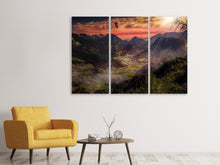 Laden Sie das Bild in den Galerie-Viewer, Leinwandbild 3-teilig Heissluft Ballone im Sonnenuntergang