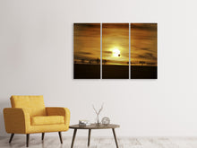 Laden Sie das Bild in den Galerie-Viewer, Leinwandbild 3-teilig Sonnenuntergang mit Heissluft Ballon