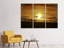 Laden Sie das Bild in den Galerie-Viewer, Leinwandbild 3-teilig Sonnenuntergang mit Heissluft Ballon