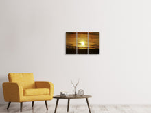 Laden Sie das Bild in den Galerie-Viewer, Leinwandbild 3-teilig Sonnenuntergang mit Heissluft Ballon