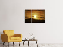 Laden Sie das Bild in den Galerie-Viewer, Leinwandbild 3-teilig Sonnenuntergang mit Heissluft Ballon