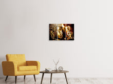 Laden Sie das Bild in den Galerie-Viewer, Leinwandbild 3-teilig Goldene Buddhas
