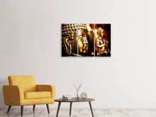 Laden Sie das Bild in den Galerie-Viewer, Leinwandbild 3-teilig Goldene Buddhas