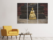 Laden Sie das Bild in den Galerie-Viewer, Leinwandbild 3-teilig Antiker Buddha