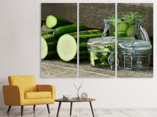 Laden Sie das Bild in den Galerie-Viewer, Leinwandbild 3-teilig Zucchinis und Gurken