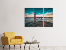Laden Sie das Bild in den Galerie-Viewer, Leinwandbild 3-teilig Golden Gate im Licht