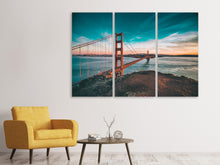 Laden Sie das Bild in den Galerie-Viewer, Leinwandbild 3-teilig Golden Gate im Licht