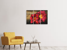Laden Sie das Bild in den Galerie-Viewer, Leinwandbild 3-teilig Lilien Blüten mit Wassertropfen