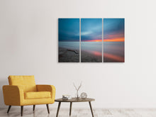 Laden Sie das Bild in den Galerie-Viewer, Leinwandbild 3-teilig Strand im Abendrot
