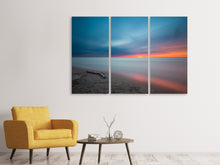 Laden Sie das Bild in den Galerie-Viewer, Leinwandbild 3-teilig Strand im Abendrot