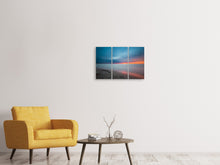 Laden Sie das Bild in den Galerie-Viewer, Leinwandbild 3-teilig Strand im Abendrot