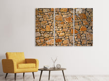 Laden Sie das Bild in den Galerie-Viewer, Leinwandbild 3-teilig Natur Steinmauer