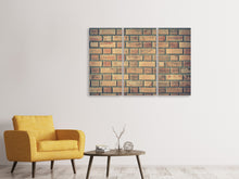 Laden Sie das Bild in den Galerie-Viewer, Leinwandbild 3-teilig Ziegel Wand