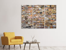 Laden Sie das Bild in den Galerie-Viewer, Leinwandbild 3-teilig Alte Steinwand