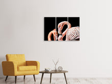 Laden Sie das Bild in den Galerie-Viewer, Leinwandbild 3-teilig Prächtige Flamingos