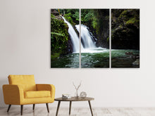 Laden Sie das Bild in den Galerie-Viewer, Leinwandbild 3-teilig Wasserfall im Abendlicht