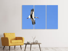 Laden Sie das Bild in den Galerie-Viewer, Leinwandbild 3-teilig Der Storch in Aktion