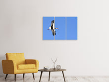 Laden Sie das Bild in den Galerie-Viewer, Leinwandbild 3-teilig Der Storch in Aktion