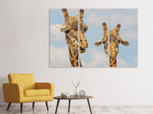 Laden Sie das Bild in den Galerie-Viewer, Leinwandbild 3-teilig 2 Giraffen