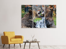 Laden Sie das Bild in den Galerie-Viewer, Leinwandbild 3-teilig Grizzly Kampf