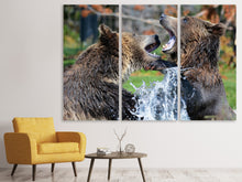 Laden Sie das Bild in den Galerie-Viewer, Leinwandbild 3-teilig Grizzly Kampf