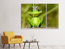 Laden Sie das Bild in den Galerie-Viewer, Leinwandbild 3-teilig Herr Frosch König