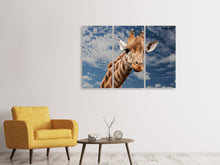 Laden Sie das Bild in den Galerie-Viewer, Leinwandbild 3-teilig Achtung Giraffe!