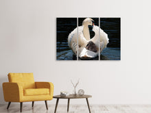 Laden Sie das Bild in den Galerie-Viewer, Leinwandbild 3-teilig Mama und Baby Schwan
