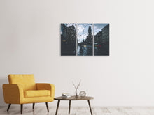 Laden Sie das Bild in den Galerie-Viewer, Leinwandbild 3-teilig Regentropfen an der Fensterscheibe