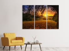 Laden Sie das Bild in den Galerie-Viewer, Leinwandbild 3-teilig Eine Landschaft im Sonnenuntergang