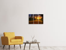 Laden Sie das Bild in den Galerie-Viewer, Leinwandbild 3-teilig Eine Landschaft im Sonnenuntergang