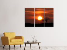 Laden Sie das Bild in den Galerie-Viewer, Leinwandbild 3-teilig Der Sonnenuntergang am Horizont