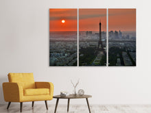 Laden Sie das Bild in den Galerie-Viewer, Leinwandbild 3-teilig Paris im Abendlicht