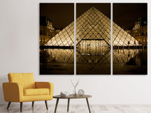 Laden Sie das Bild in den Galerie-Viewer, Leinwandbild 3-teilig Nachts am Louvre