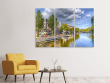 Laden Sie das Bild in den Galerie-Viewer, Leinwandbild 3-teilig Idyllisches Amsterdam