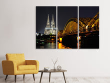 Laden Sie das Bild in den Galerie-Viewer, Leinwandbild 3-teilig Nachts in Köln