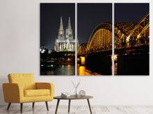 Laden Sie das Bild in den Galerie-Viewer, Leinwandbild 3-teilig Nachts in Köln