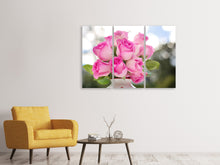 Laden Sie das Bild in den Galerie-Viewer, Leinwandbild 3-teilig Rosenstrauss in rosa