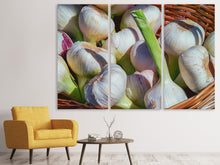 Laden Sie das Bild in den Galerie-Viewer, Leinwandbild 3-teilig Frischer Knoblauch